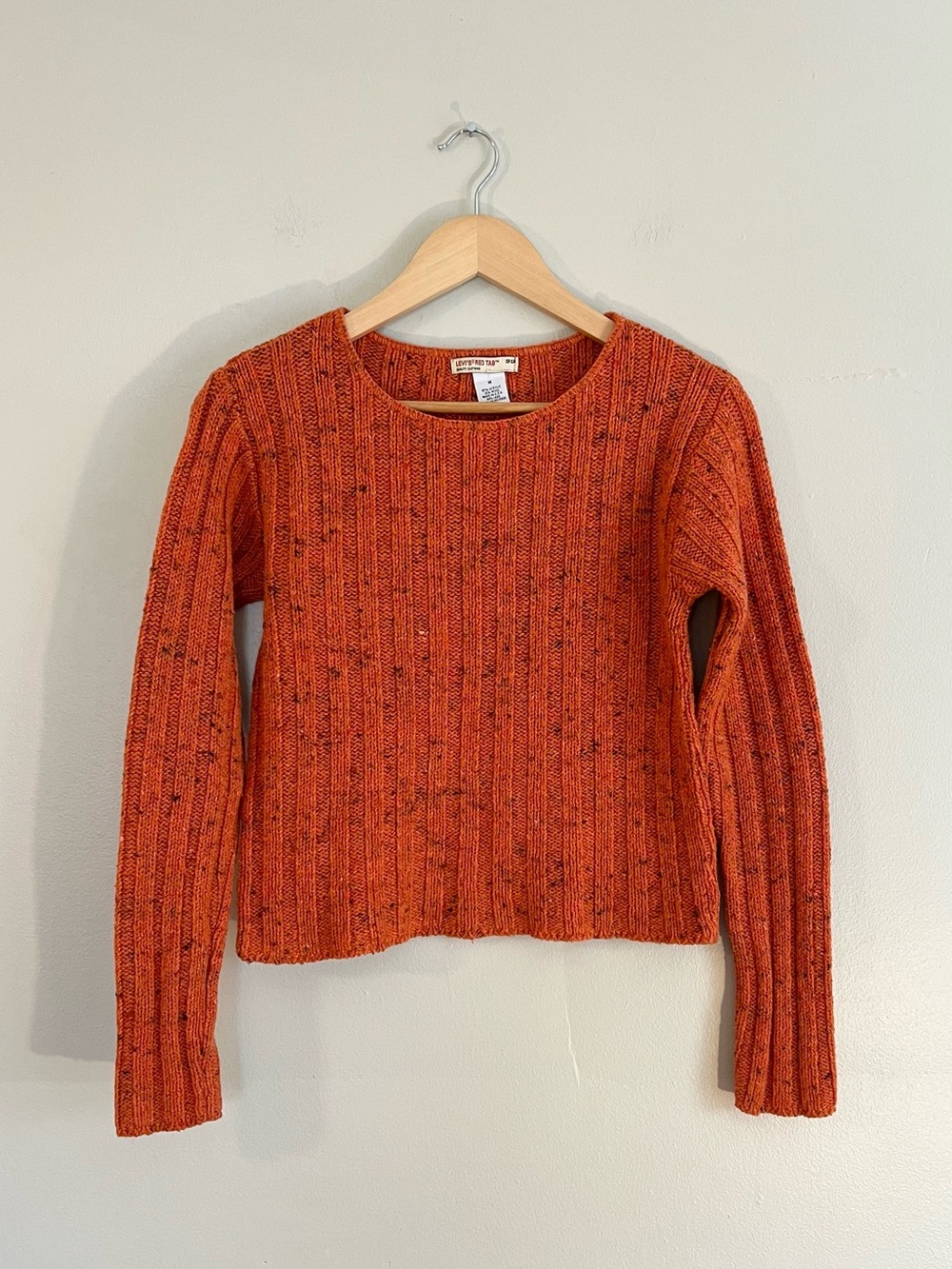 Y2K Levi’s orange wool ribbed knit pullover sweater 2000’s Halloween indie fall